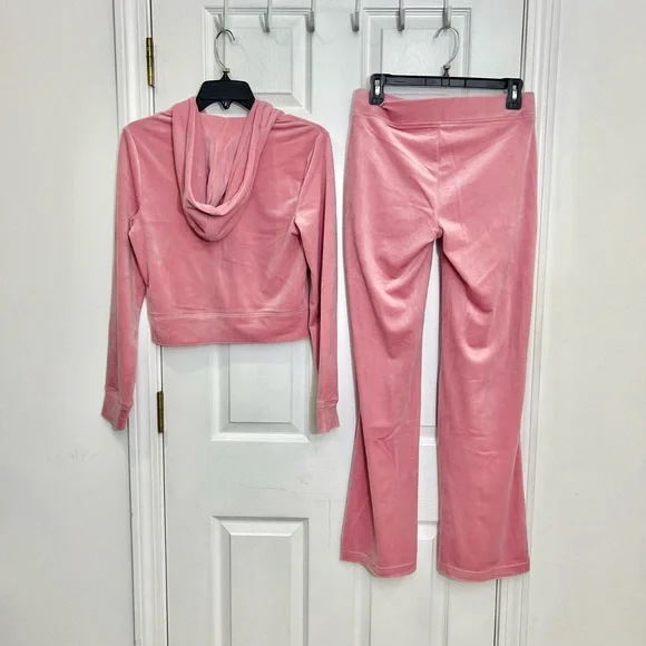 Juicy Couture Rose Bling Velour Tracksuit Hoodie & Pants Rhinestone NWT Size S - Picture 8 of 9